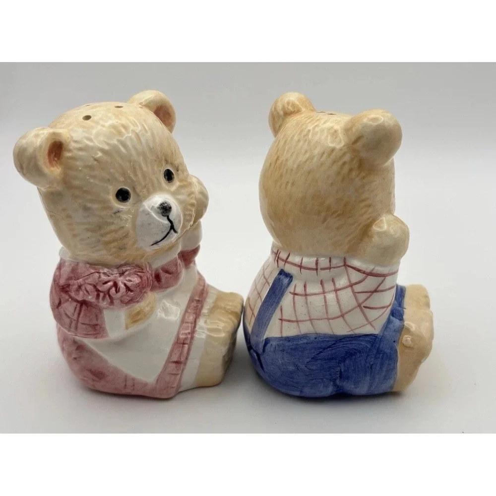 VTG Teddy Bear Salt Pepper Shakers Cute Bear Ceramic Kitsch Kitchen‎ Cottagecore